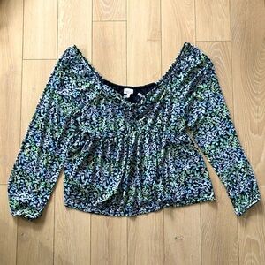 NWOT Madison & Berkeley Thumann Babydoll Knit Floral Print Top Size M